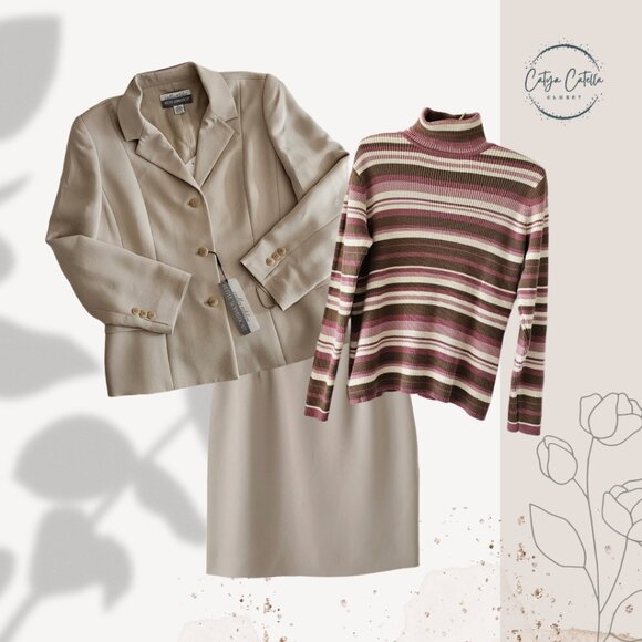 Petite Sophisticate Vintage Single-Breasted Blazer | NWT | 10P | Bone/Cream - Picture 4 of 16